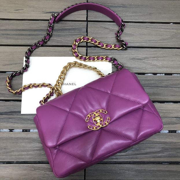 2021 CC original lambskin small 19 flap bag AS1160 purple