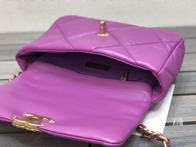 2021 CC original lambskin small 19 flap bag AS1160 purple