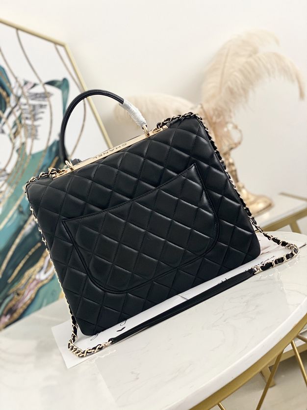 CC original lambskin flap bag with top handle A01089 black