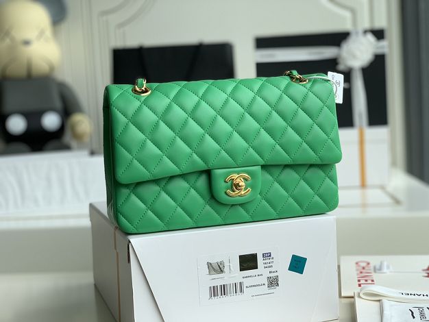 CC original lambskin medium flap bag A01112 green