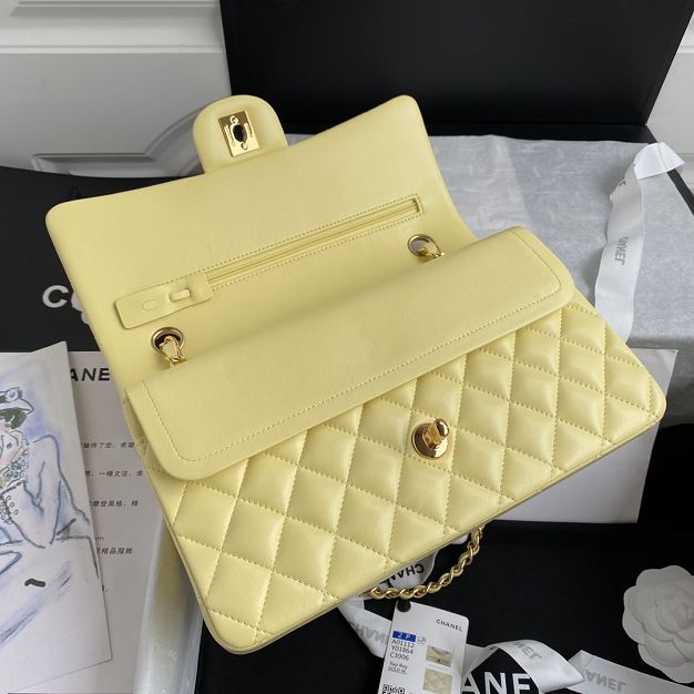 CC original lambskin medium flap bag A01112 light yellow