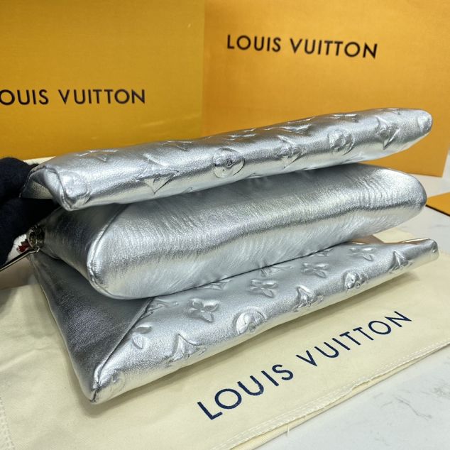 2023 Louis vuitton original lambskin coussin pm bag M57913 silver