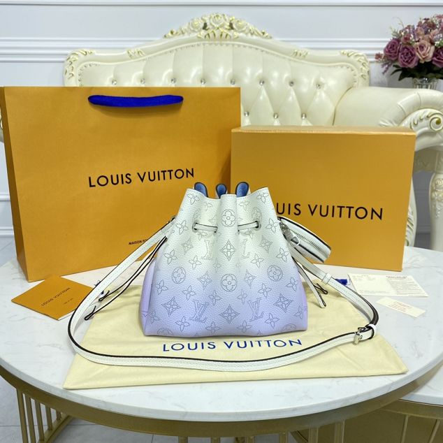 Louis vuitton original mahina leather bella bucket bag M57856 blue