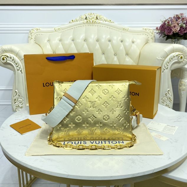 2023 Louis vuitton original lambskin coussin pm bag M57936 gold