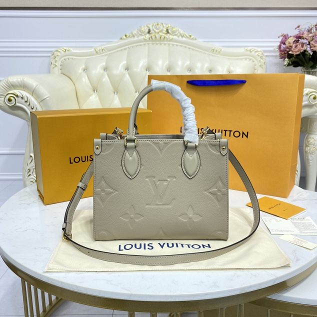 Louis vuitton original embossed calfskin onthego pm m45653 grey