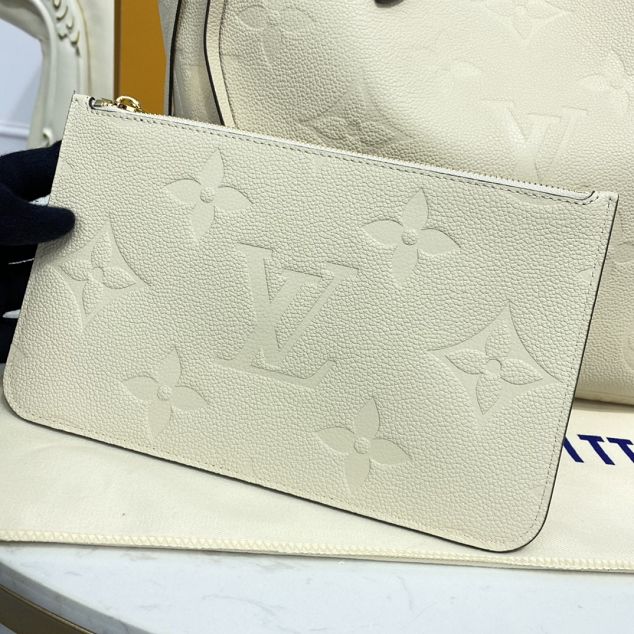 Louis vuitton original monogram empreinte neverfull mm M45684 white