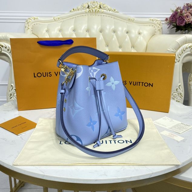 Louis vuitton original embossed calfskin neonoe BB bag 45709 blue