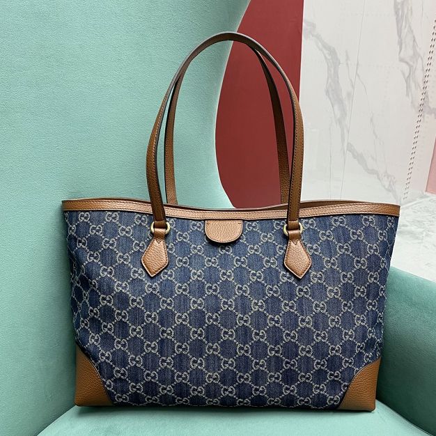 2021 GG original denim ophidia medium tote bag 631685 blue&brown