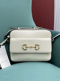 GG original calfskin horsebit 1955 small shoulder bag 645454 white