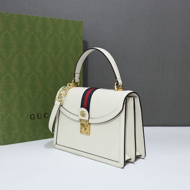 2021 GG original calfskin small top handle bag 651055 white