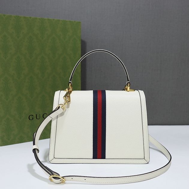 2021 GG original calfskin small top handle bag 651055 white