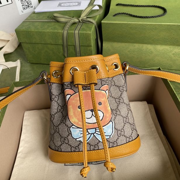 2021 GG original canvas mini bucket bag 660304 yellow