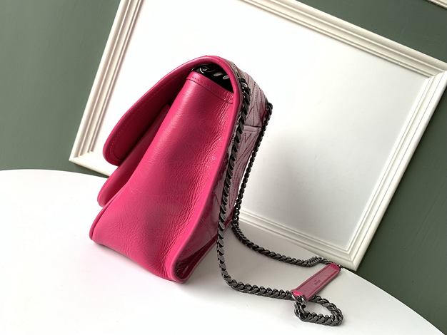 YSL original crinkled calfskin niki medium bag 498894 rose red