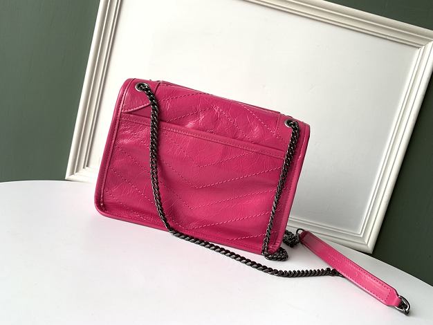 YSL original crinkled calfskin niki baby bag 533037 rose red