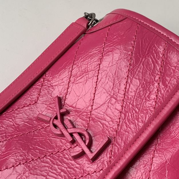 YSL original crinkled calfskin niki baby bag 533037 rose red