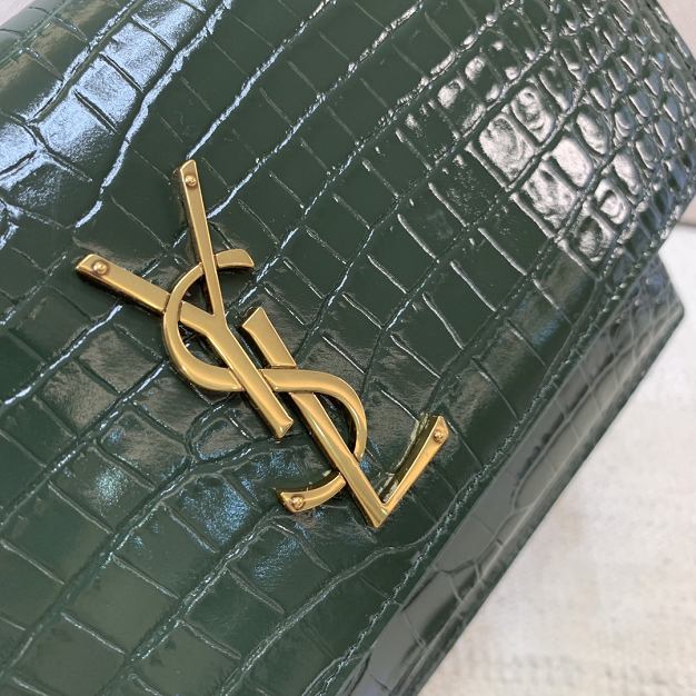 YSL original crocodile calfskin medium sunset bag 442906 green