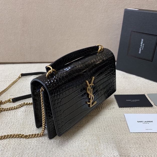 YSL original crocodile calfskin mini sunset bag 533026 black