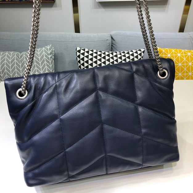 YSL original lambskin puffer medium bag 577475 navy blue