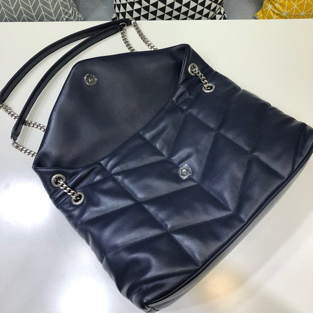 YSL original lambskin puffer medium bag 577475 navy blue