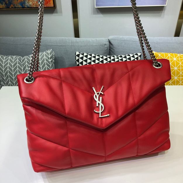 YSL original lambskin puffer medium bag 577475 red