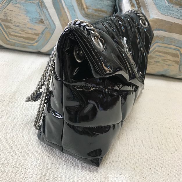 YSL original patent leather puffer medium bag 577475 black