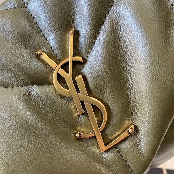 YSL original calfskin puffer small bag 577476 dark green