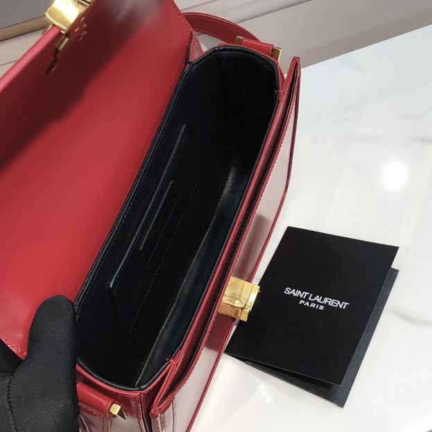 YSL original calfskin solferino medium satchel 634305 red