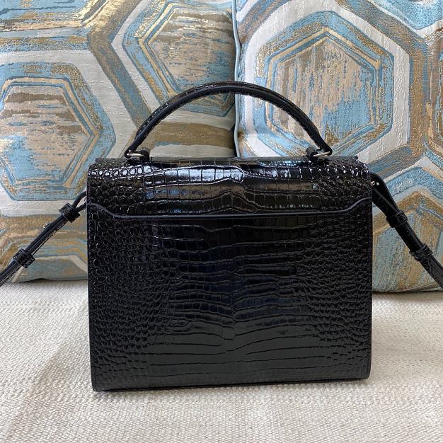 YSL original crocodile calfskin cassandra medium top handle bag 578000 black