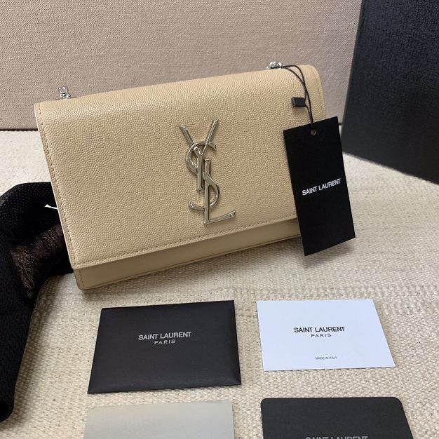 YSL original grained calfskin small kate chain bag 469390 apricot