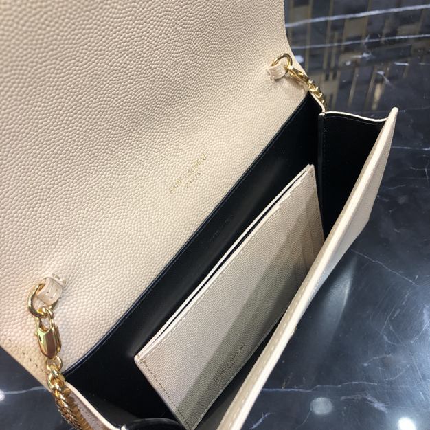 YSL original grained calfskin mini chain bag 607788 apricot