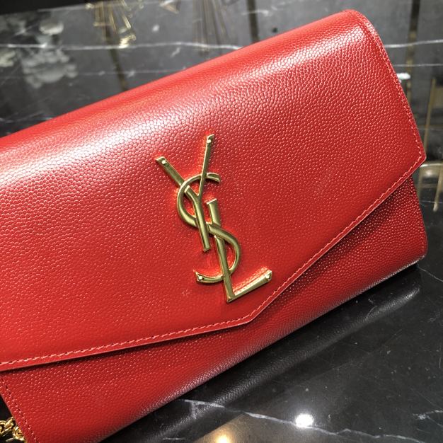 YSL original grained calfskin mini chain bag 607788 red