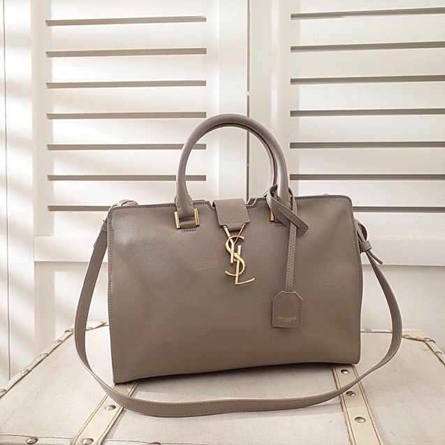 YSL original calfskin small cabas bag 394461 grey