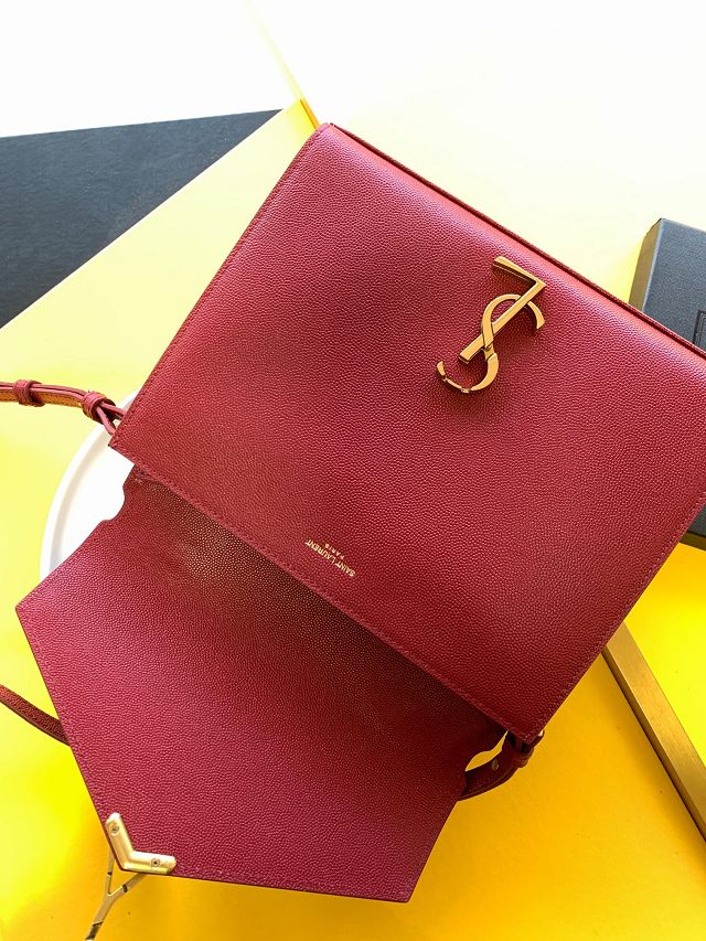 YSL original grained calfskin cassandra medium top handle bag 578000 red