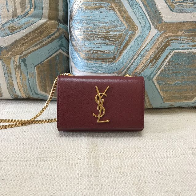 YSL original grained calfskin mini kate bag 326076 bordeaux