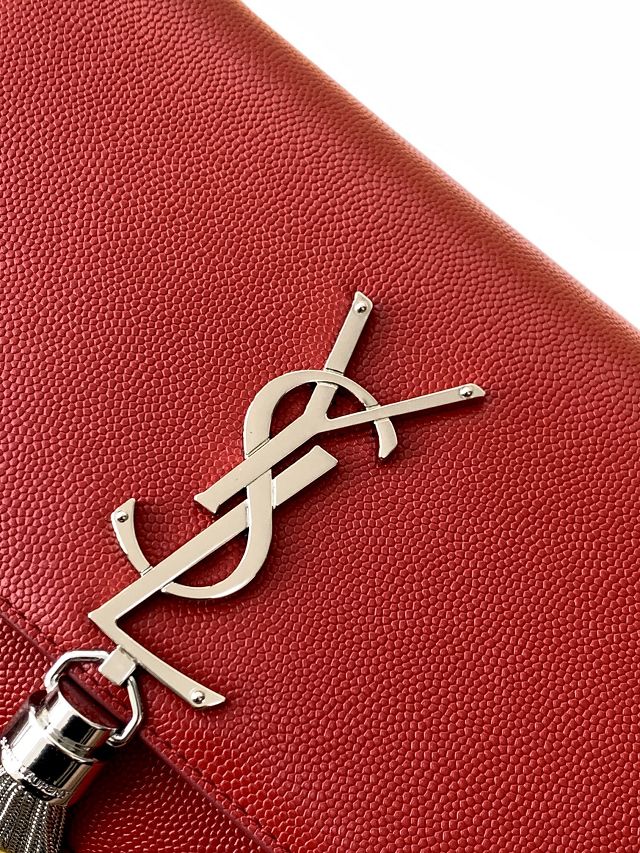 YSL original grained calfskin small kate bag 474366 red