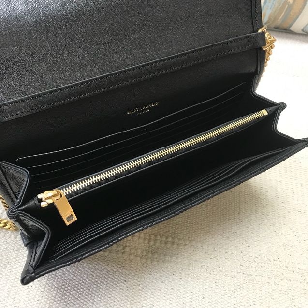 YSL original lambskin becky chain wallet 585031 black