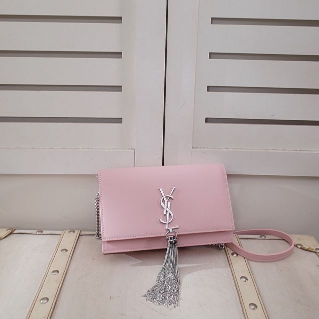 YSL original smooth calfskin kate chain wallet 452159 pink