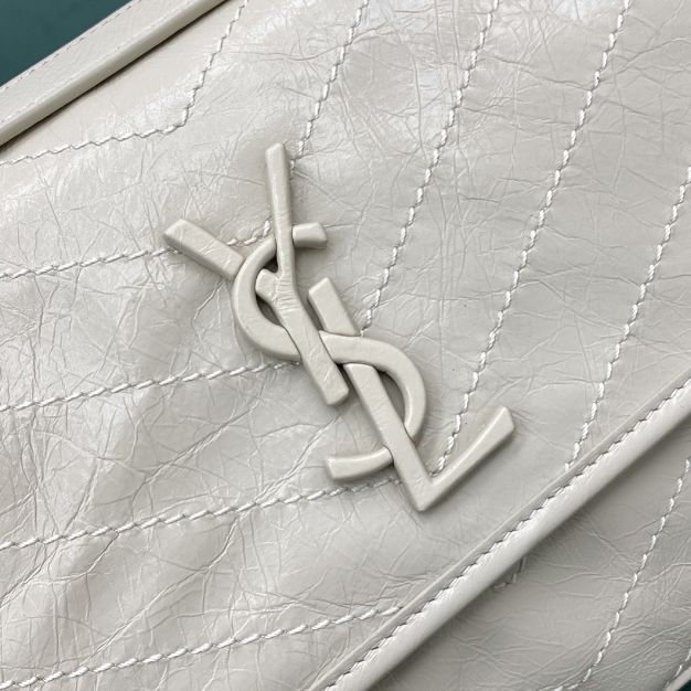 YSL original crinkled calfskin niki medium bag 498894 white