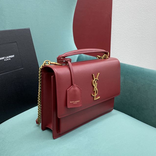 YSL original smooth calfskin large sunset bag 634723 red