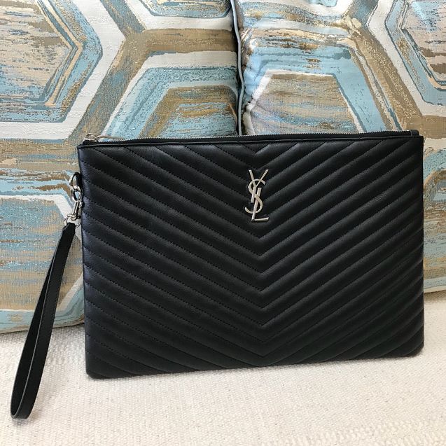 YSL original lambskin clutch bag 585040L black