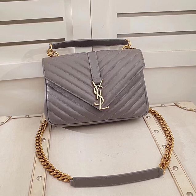 YSL original lambskin messenger bag 392737 grey