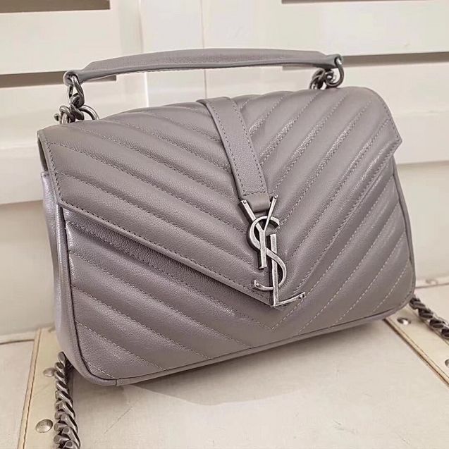 YSL original lambskin messenger bag 392737 grey