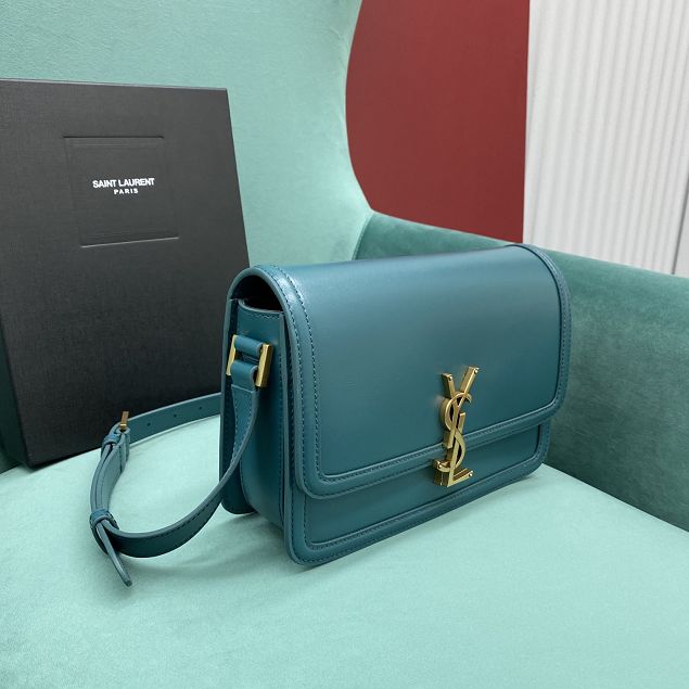 YSL original calfskin solferino medium satchel 634305 green lake