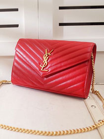 YSL original grained calfskin envelope wallet on chain 360452 red