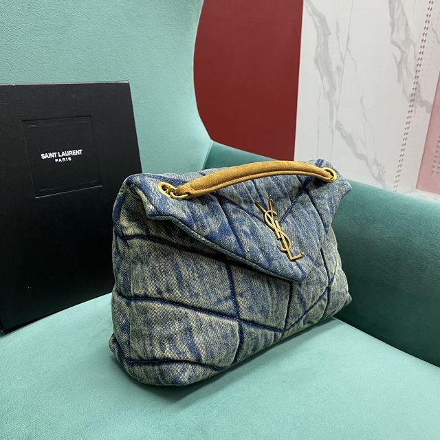 YSL original denim puffer small bag 577476 blue