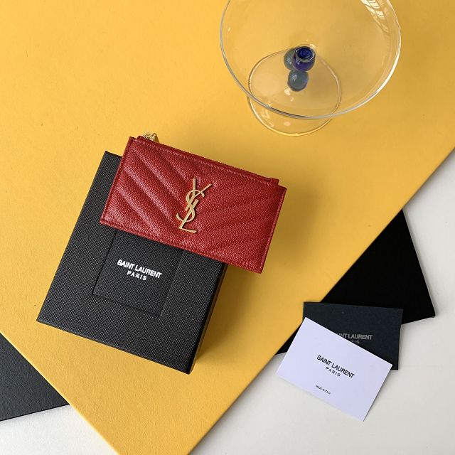 YSL original grained calfskin card holder 607915