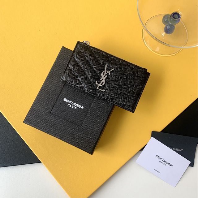 YSL original grained calfskin card holder 607915