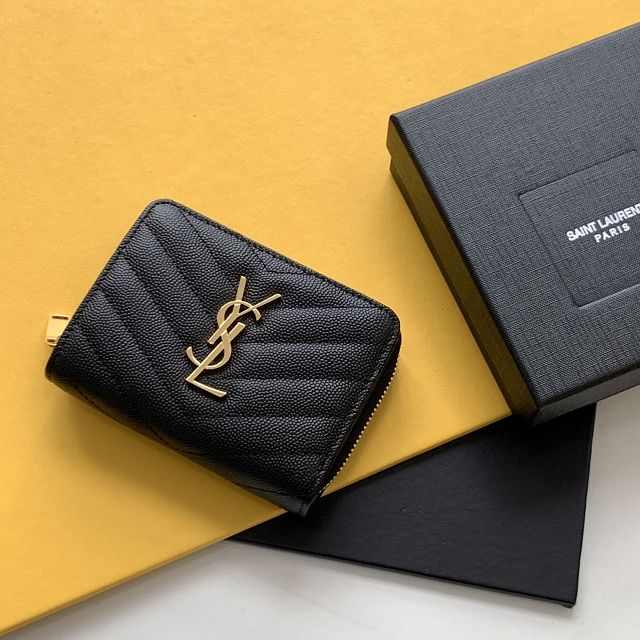 YSL original grained calfskin zippy wallet 403723