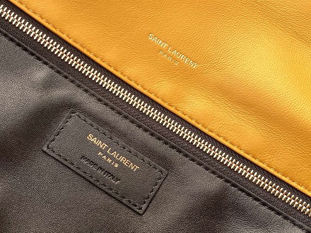 YSL original lambskin sade puffer envelope clutch 655004 saffron