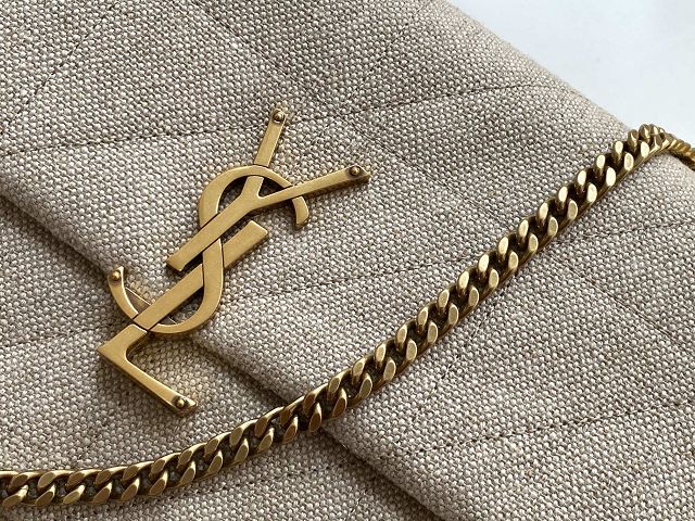 YSL original linen shoulder bag 634820 beige